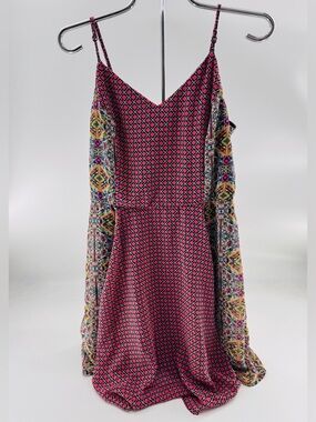 Fire Los Angeles Short Dress Or Tunic Top Spaghetti Strap Size L  Lined Hot Pink